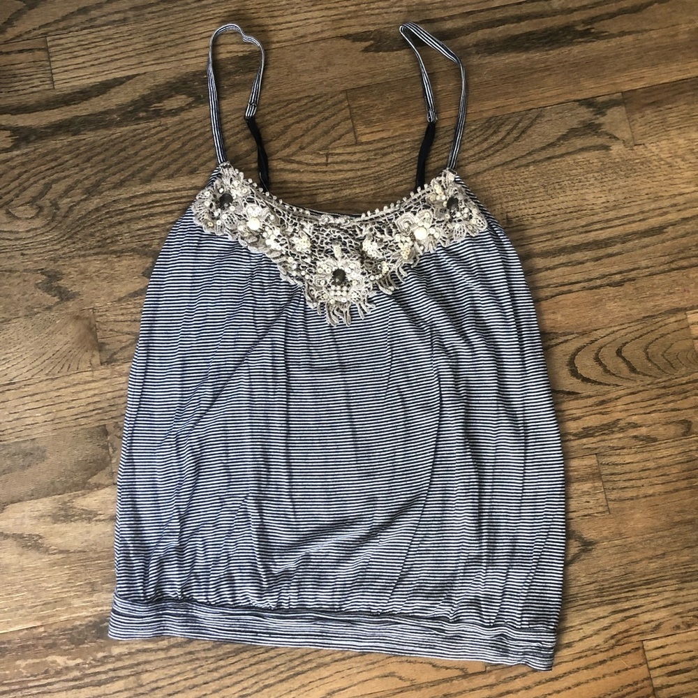 Striped tank with beautiful detailing!